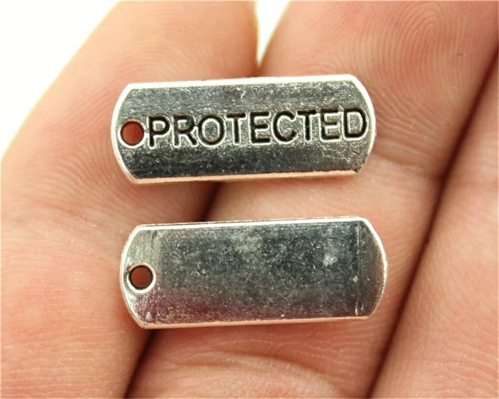 8 Pieces Metal Charms For Jewelry Making Antique Silver Trust Hope Blessed Text Tag HJ150 - Окраска металла: 21x8mm