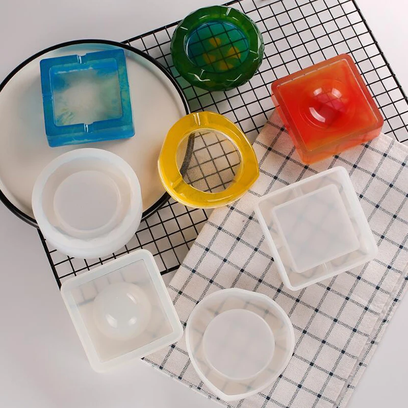 Silicone mold silicone mold ashtray resin mold heart square for DIY UV crystal epoxy crafts crystal ashtray home decoration