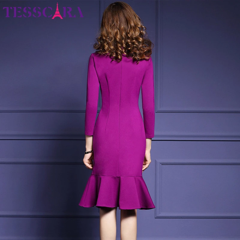 Женское платье Русалочка TESSCARA офисное в стиле ретро на осень|dresses retro|office dressrobe femme