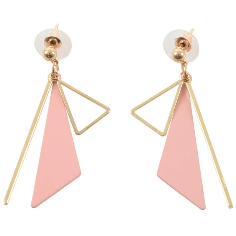 

Pink On Earrings None Pierced Ear Cuff Triangle Geometric Irregular