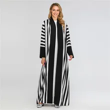Простые abaya полосатые печатные Макси арабские Длинные халаты Jubah Рамадан Абая для женщин платье хиджаб Caftan кимоно кардиган(China)