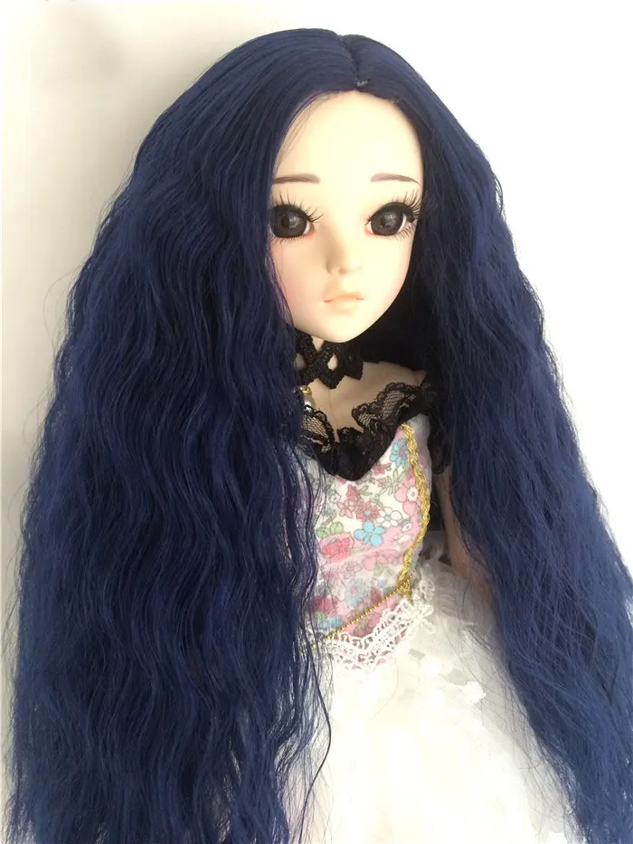 1/3 1/4 1/6 1/8 bjd jd кукольный парик синего и розового цвета с длинными волосами часть лапша быстрого приготовления рулон кукла curl парик аксессуары для куклы - Цвет: 10 only wig