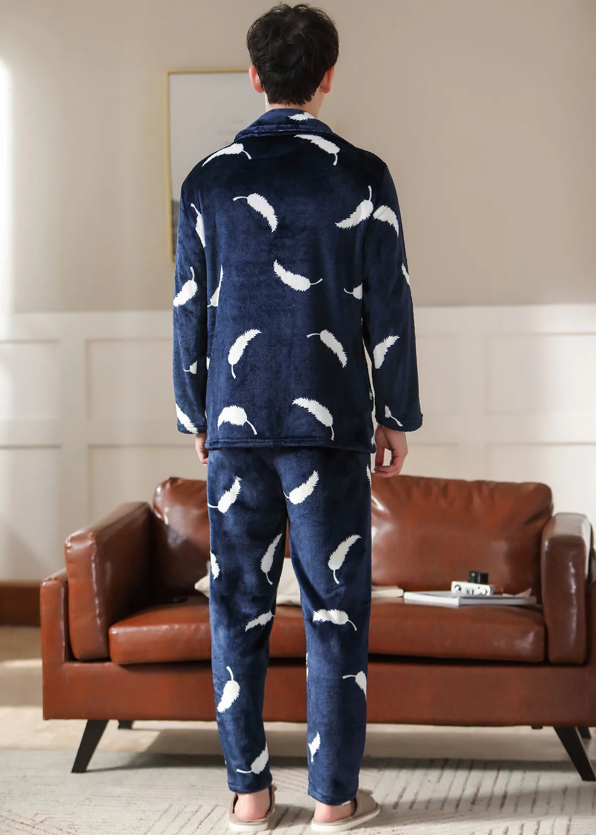 silk pajamas Plus Size Flannel Pyjamas Men's Thicken Warm Soft Sleepwear Pijamas Hombre Men Long Sleeve Casual Homewear Pajamas Sets For Male mens designer pjs