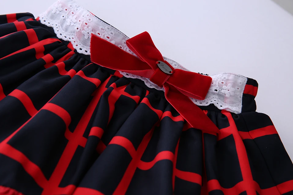 Cutestyles/красный осенний комплект одежды принцессы для девочек; головной убор; топы с длинными рукавами+ клетчатые юбки; Эксклюзивная детская одежда; EG-DMCS107-B358