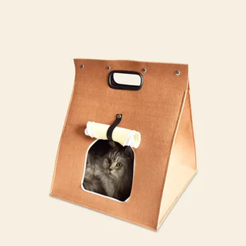 

Pet Cat Nest Wool Felt Kennel Small Dog Cute Creative Folding Portable Breathable Triangle Cat house Deep Sleep Easy to clean