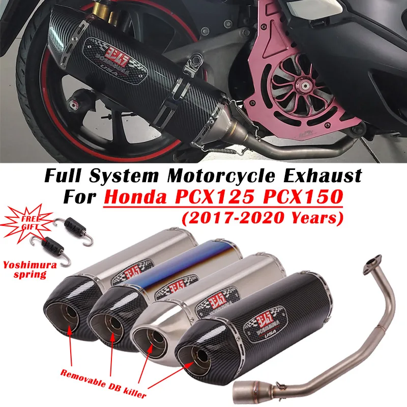 

For Honda PCX125 PCX150 PCX 125 150 2017 - 2019 2020 Motorcycle Yoshimura R11 Exhaust Escape Full System Muffler Front Mid Pipe