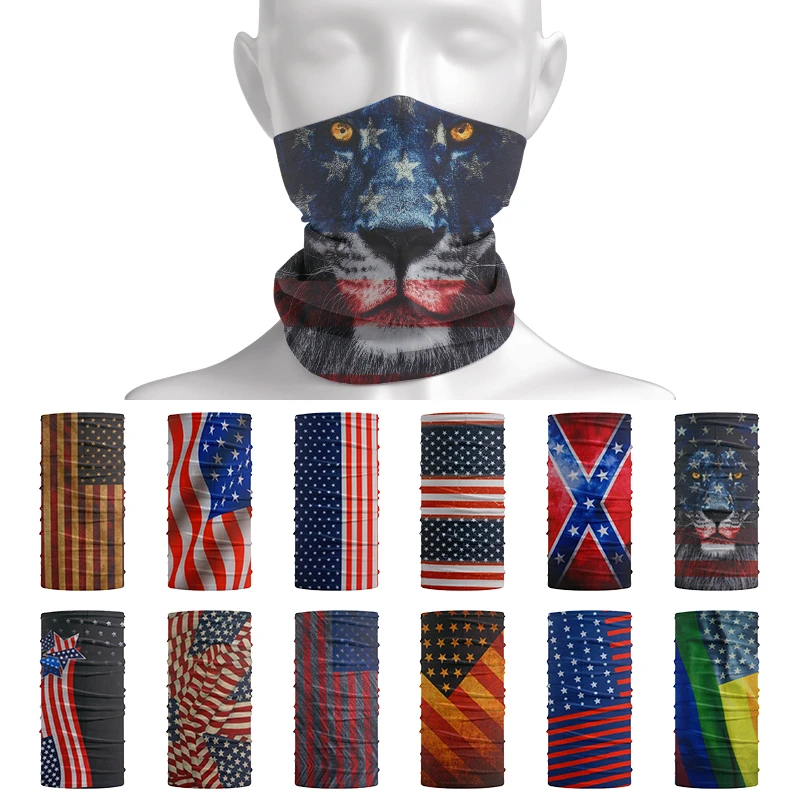 Breathable Thin Classic American Stars Stripes Flag Bandana Set UPF 20+ Pride Flag Half Face Mask Hiking  Men Women Headband mens dress scarf
