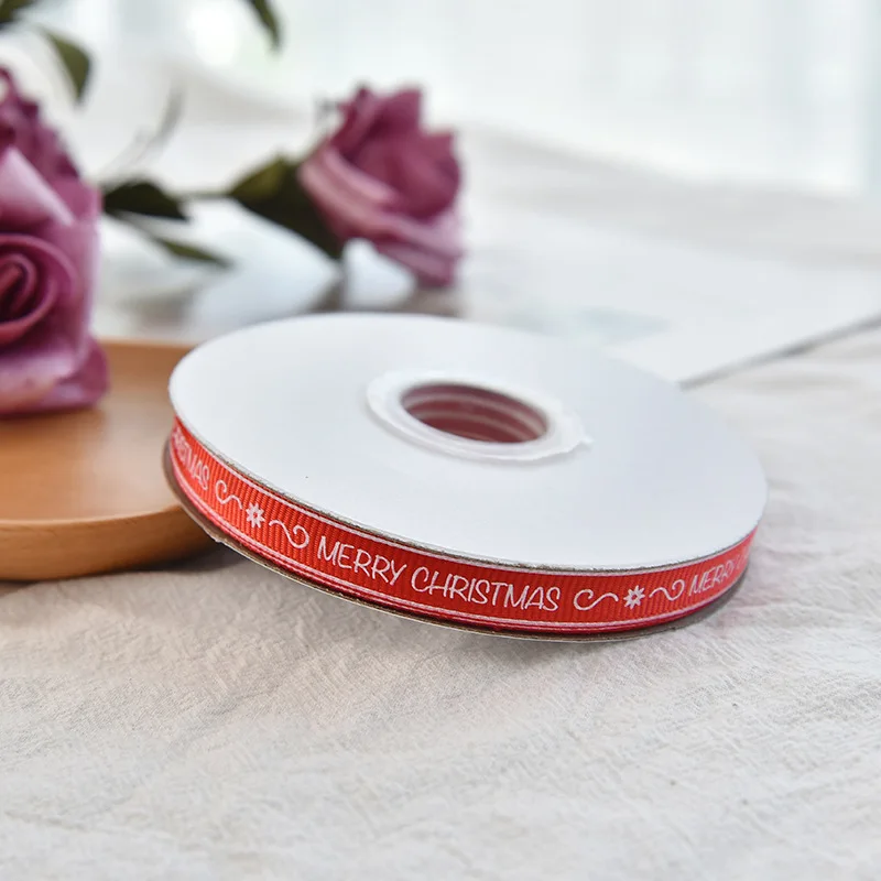 Width 1cm Christmas Silk Ribbon Color Ribbon Ribbon Holiday Decoration Gift Packaging DIY Craft Christmas Ornament