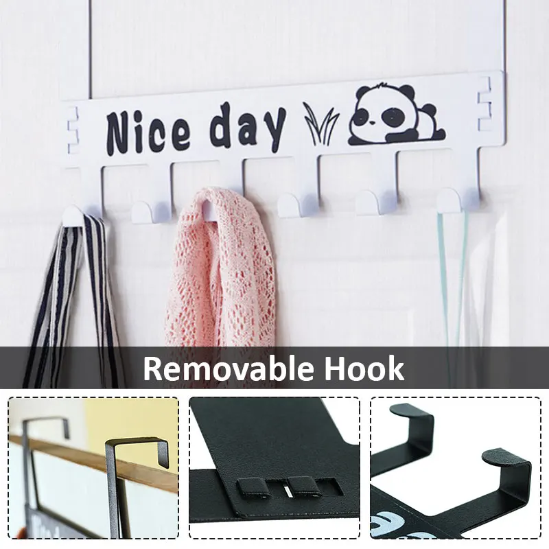 

Bathroom Kitchen Shelf Six Hooks Seamless Carbon Steel Door Hook Iron Door Hanger Wall Hook Durable Closet Clothes Living Room