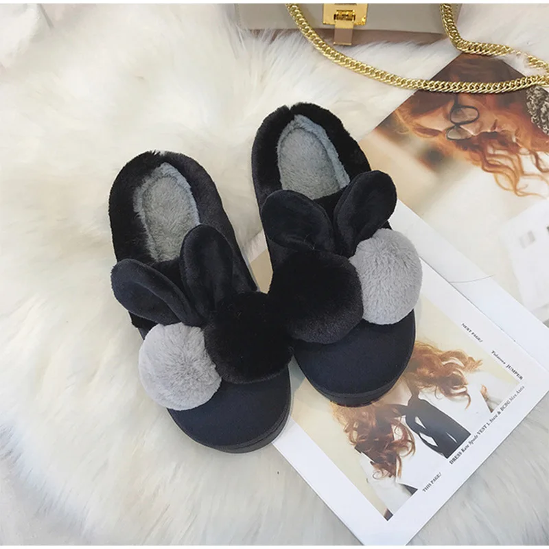 MCCKLE/зимняя обувь; женские домашние тапочки; обувь для влюбленных из хлопка; милые тапочки с кроликами; домашние мягкие тапочки; удобные