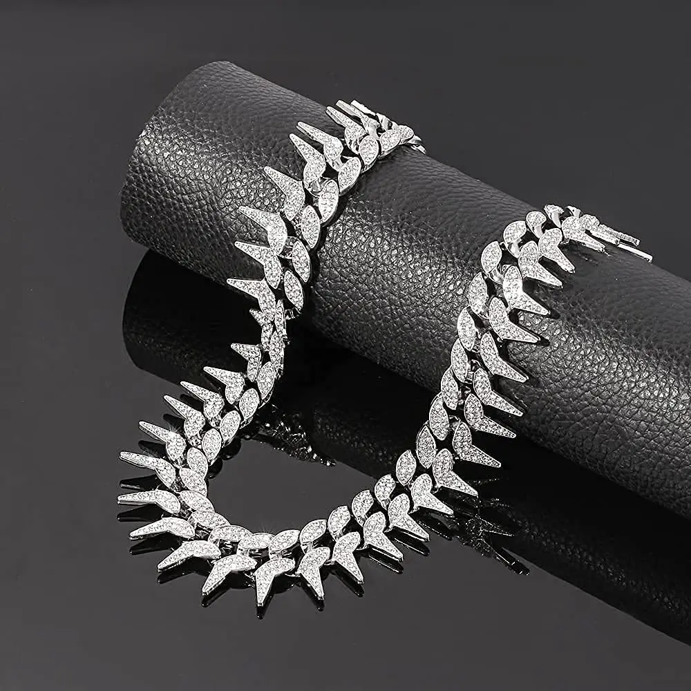 

Luxury Iced Out Paved Rhinestones Full Miami Curb Cuban Chain CZ Bling Rapper Necklaces For Men Charm Jewelry Cool Gifts