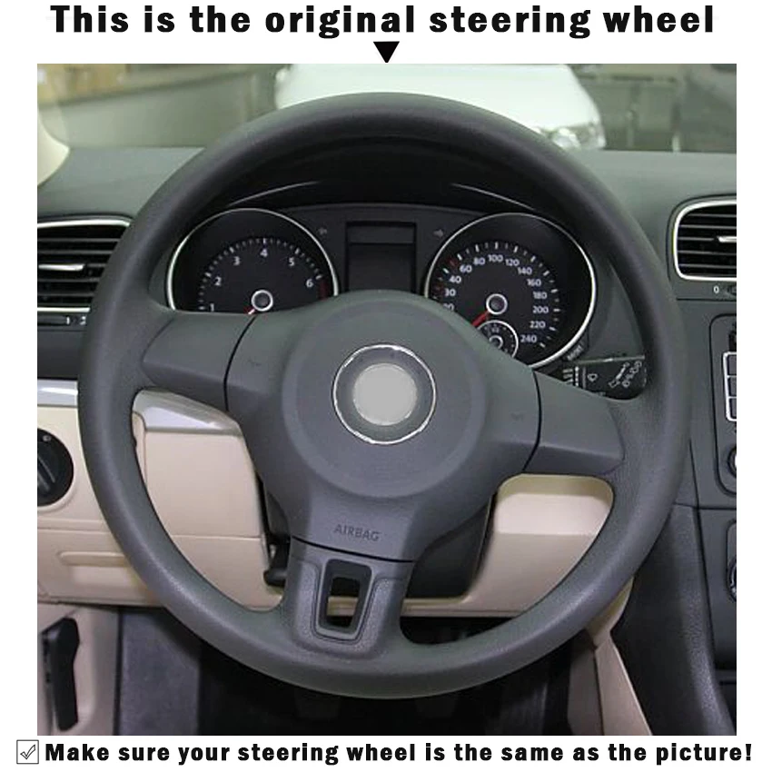 Чехол на руль WCaRFun из черной кожи для Volkswagen Golf 6 Mk6 VW Polo Sagitar Bora Santana Jetta Mk6|leather steering