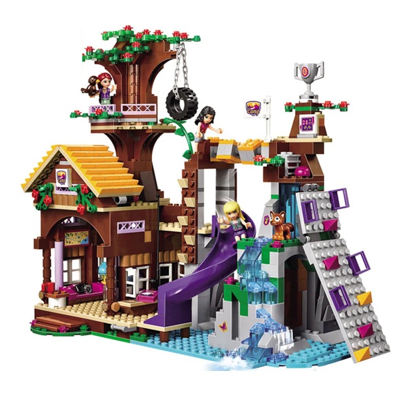 Совместимый с друзьями 41122 Приключения лагерь Tree House Emma Mia Рисунок модель здания