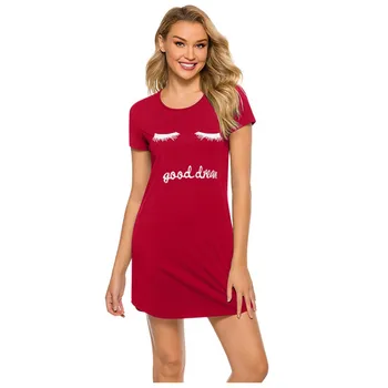 

Ladies summer casual printed nightdress, summer hot style short sleeve cute printed nightdress robe sets женское платье 40*