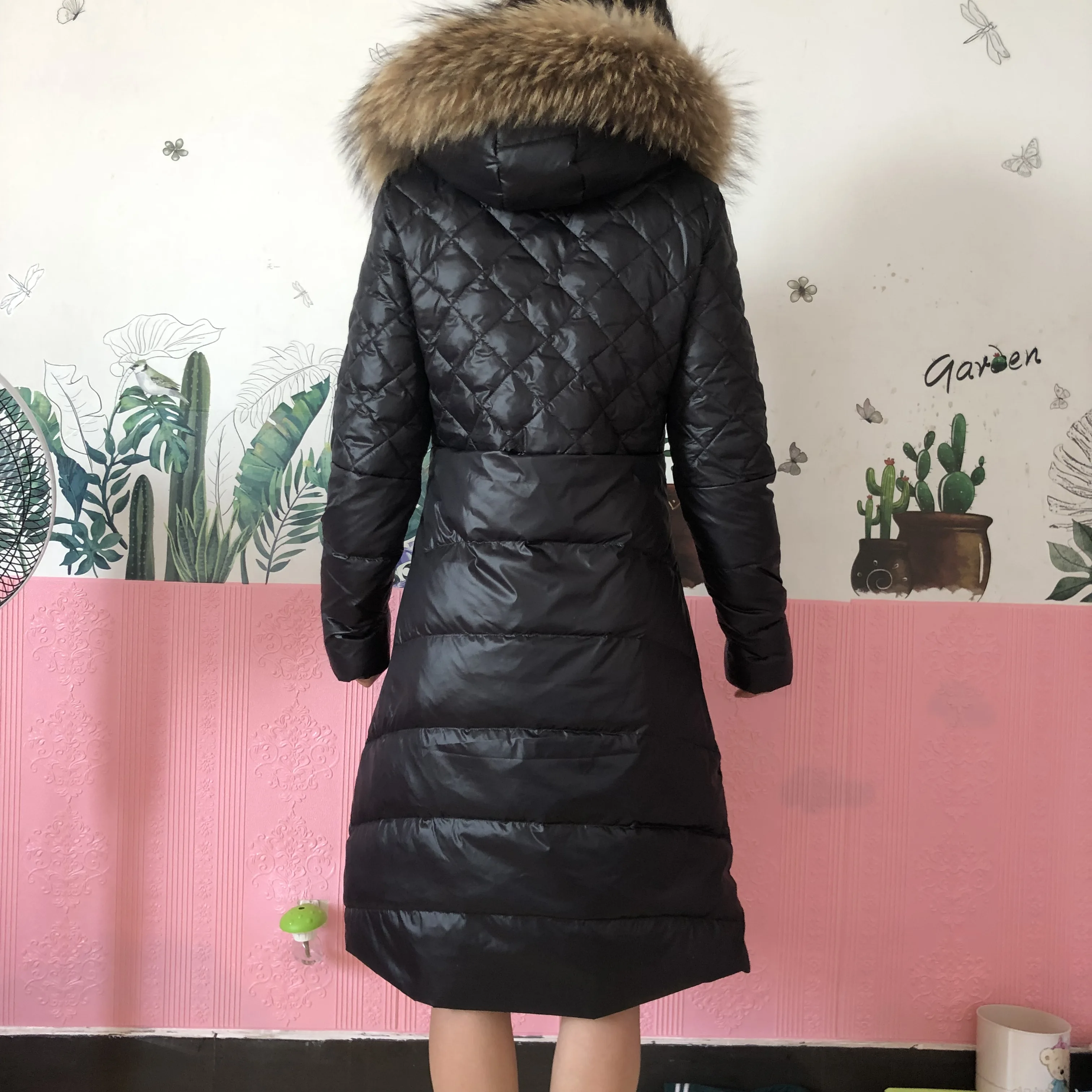 Женская куртка большая натуральный мех енота зимняя для женщин 2019 теплая