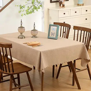 

Solid color linen Tablecloth Heavy Weight Cotton Linen Fabric Dust-Proof Table Cover for Kitchen Dinning Tabletop Decoration