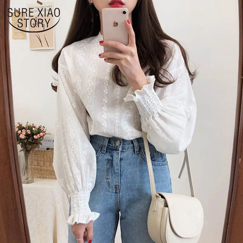 Embroidery Lace Shirt Plus Size Spring Women Long Sleeve Linen Cotton Girls Blouse Femme Casual White Tops Women Blouses 6874 50 Embroidery Lace Shirt Plus Size Spring Women Long Sleeve Linen Cotton Girls Blouse Femme Casual White Tops Women Blouses 6874 50