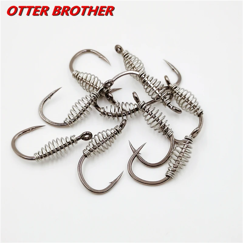 Fishing Hook 10pcs/lot 3#-15# High Carbon Steel Spring Fish Hook Barbed Swivel Carp Explosion Hooks Jig Fly Fishing Hook Fishing Accessories