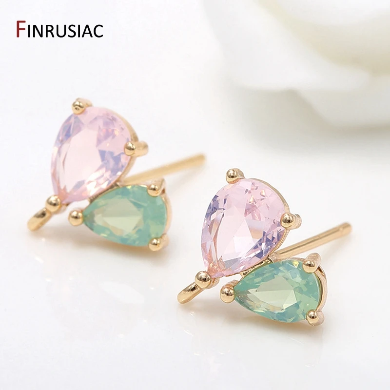DIY Earring Findings Unique Design Inlaid Zircon 14K Gold