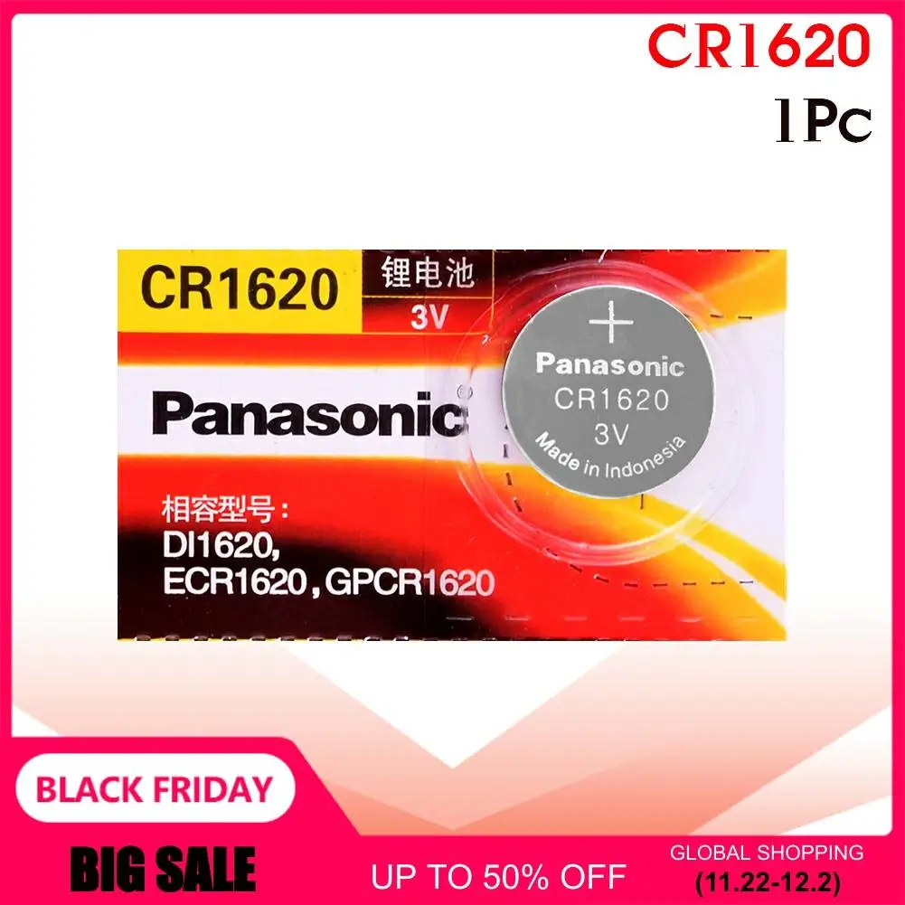 

Hot Panasonic battery 1pc cr1620 cr 1620 3v button battery ECR1620 DL1620 5009LC KCR1620 BR1620 LM1620 for watch electronic toys