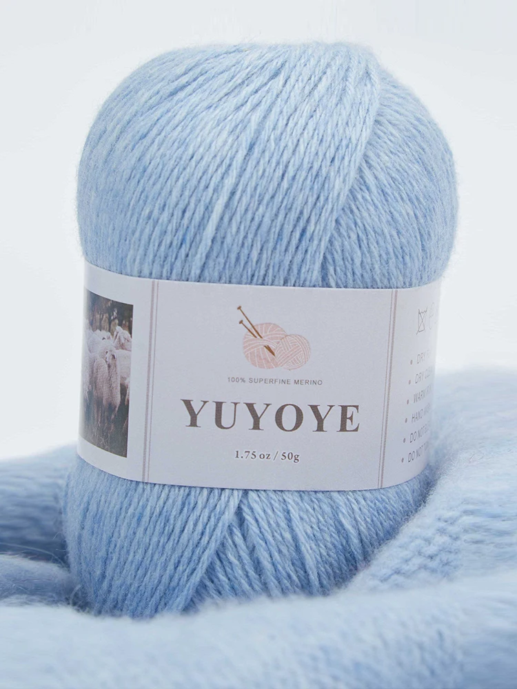 YUYOYE 100% Merino Wool Yarn for Knitting 4-Ply Luxury Warm Crochet Soft Hand-knitted Wool Yarn Ball Scarf Anti-Pilling Yarn 50g 5