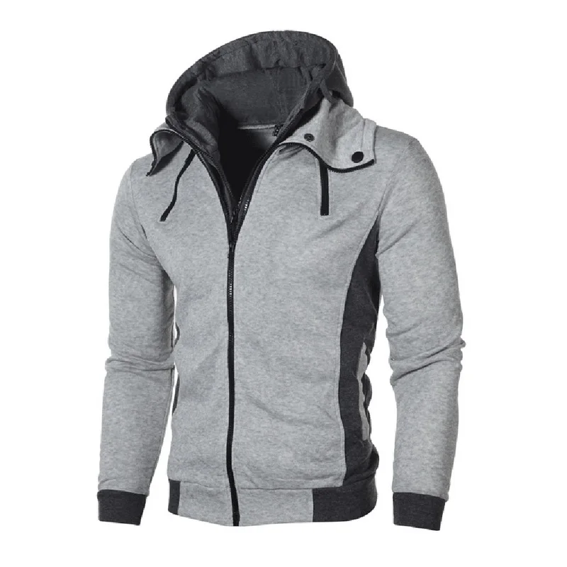 

MEN'S STYLISH HOODIE SLIM FIT ZIP UP COSTUME JACKET DOUBLE ZIPPER SWEATSHIRTS MAN CLOTHES