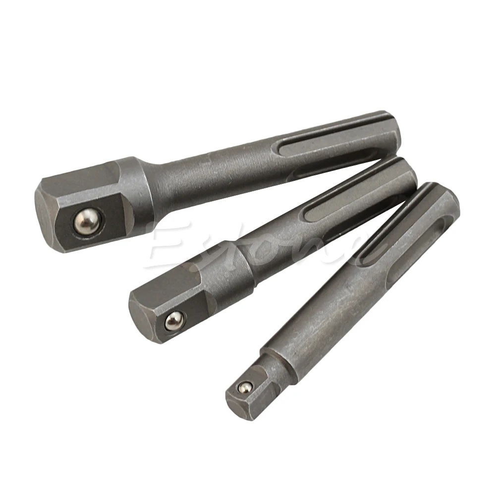 

Hot 3 Pcs 1/4\" 3/8\" 1/2\" SDS Plus Socket Driver Set Drills Drill Bit Adaptor WXTC