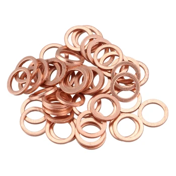 

10mmx14mmx1.5mm Copper Crush Washer Flat Seal Ring Gasket 50Pcs