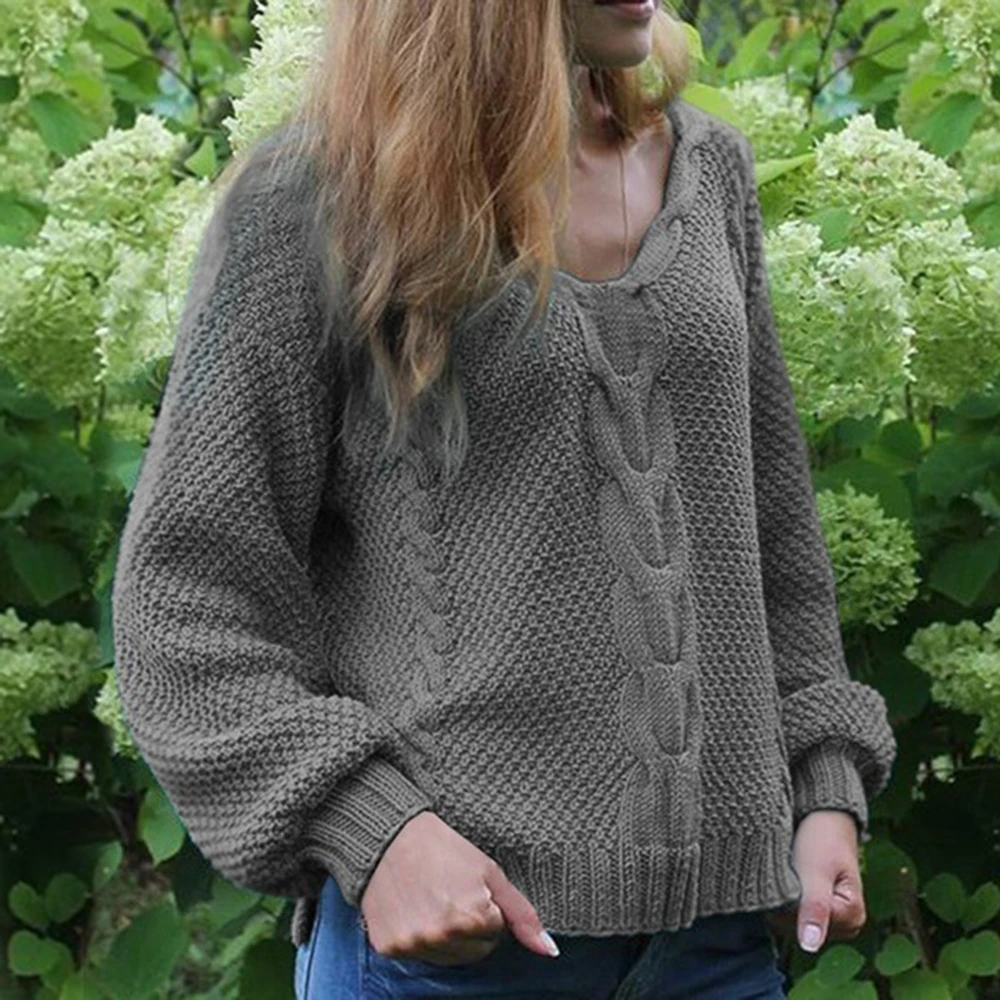 Autumn Winter Loose Women Sweater Knitted Tops Women's Pullover Oversized Casual Solid Women's Sweater Tops Coats