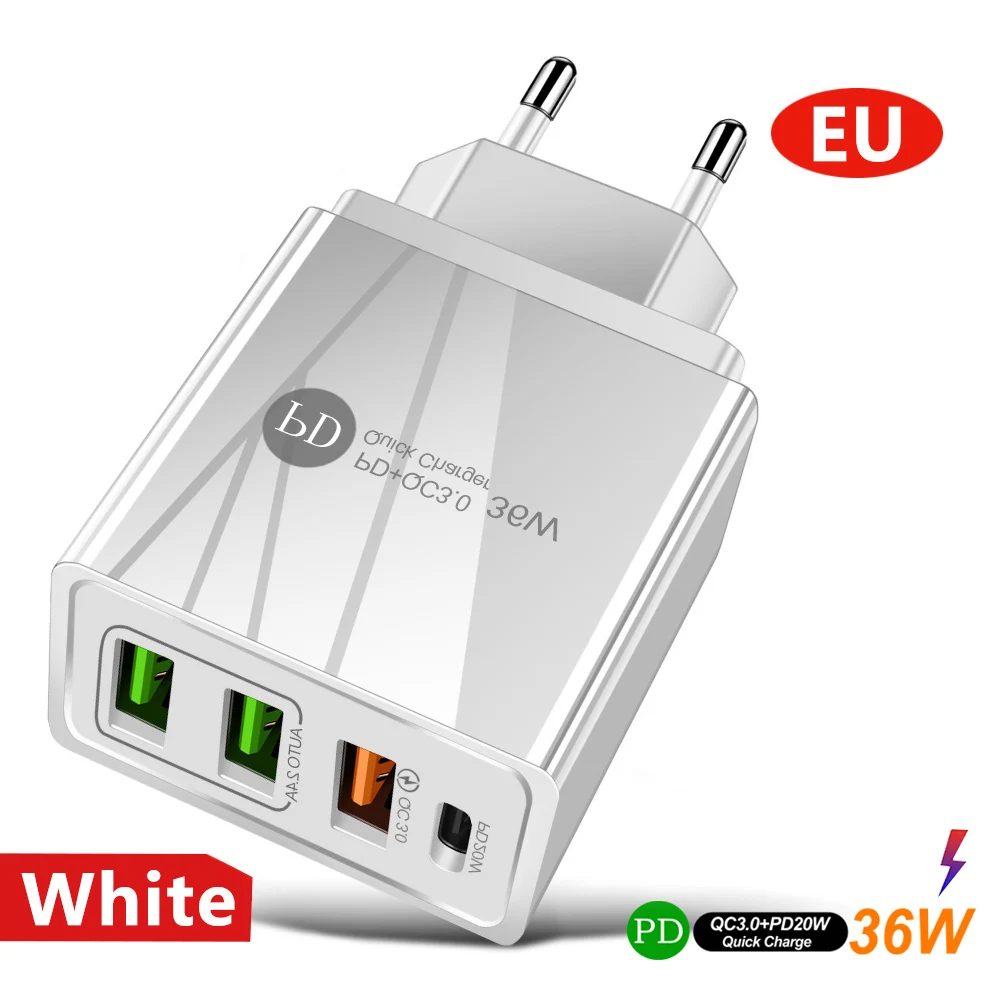 usb c 5v 3a USB PD Fast Charger EU UK Plug Quick Charger QC 3.0 Power Adapter For iPhone 13 12 Series Xiaomi Samsung Huawei Fast Charging 65 watt charger Chargers