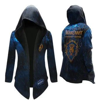 

Medieval vintage hooded trench coat jacket for men cosplay World of Warcraft soldier uniform cool 3D sweatshirt jacket tops