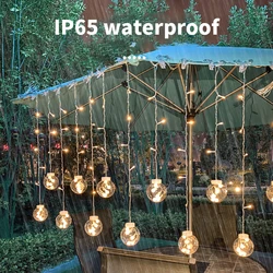 Solar Garden String Light, LED Solar Wishing Ball Curtain String Lights Copper Wire Garland Fairy Outdoor Curtain Lamps