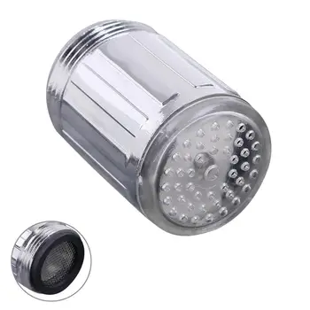 

7 Color Home Water Faucet Light LED Changing Glow Shower Stream Tap universal adapter external Left screw Glow Kitchen Bat