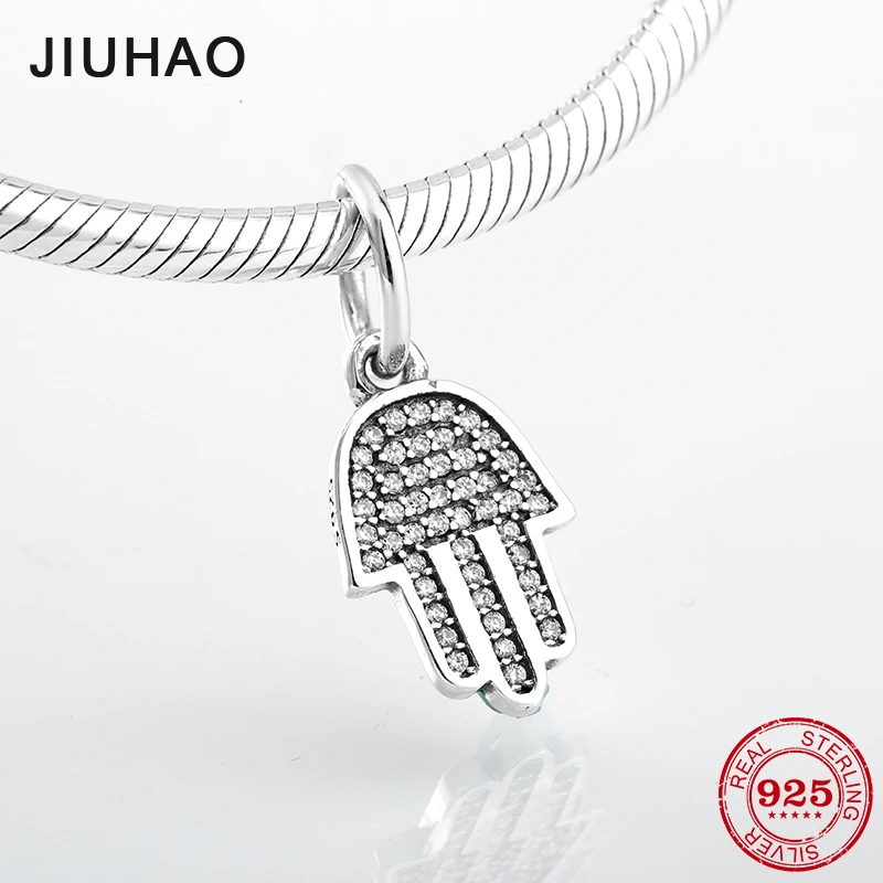 Ручная подвеска Hamsa из 100% настоящего серебра 925 пробы подвески с кубическими