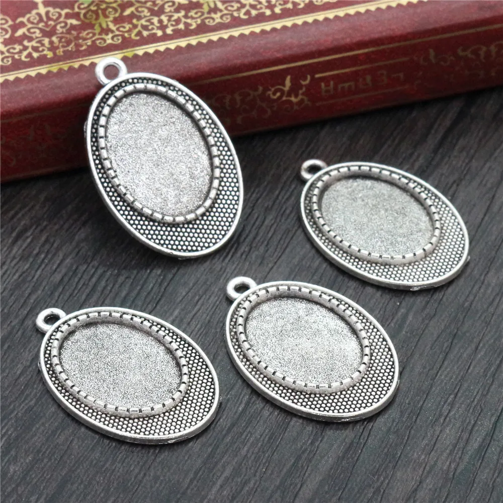 10pcs 13x18mm Inner Size Antique Silver Plated Flower Style Cameo Cabochon Base Setting Charms Pendant necklace findings necklace findings components Jewelry Findings & Components