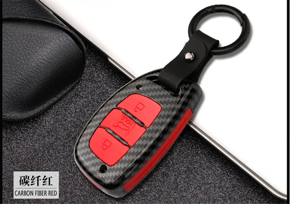 Auto Chiave a distanza Della Copertura di Caso Per Hyundai IX25 IX35 I20 I30 I40 hb20 Santa Fe Creta Solaris 2017 3 Bottoni chiave Borsette in fibra di carbonio - Hc2285ffe416b47a8b339ee709afc811fF