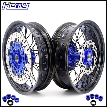 

3.5/5.0 SUPERMOTO WHEELS SET FOR KTM EXC EXCF XCW XCF XC SXF SX 125-530 03-19 BLACK SPOKE DISCS