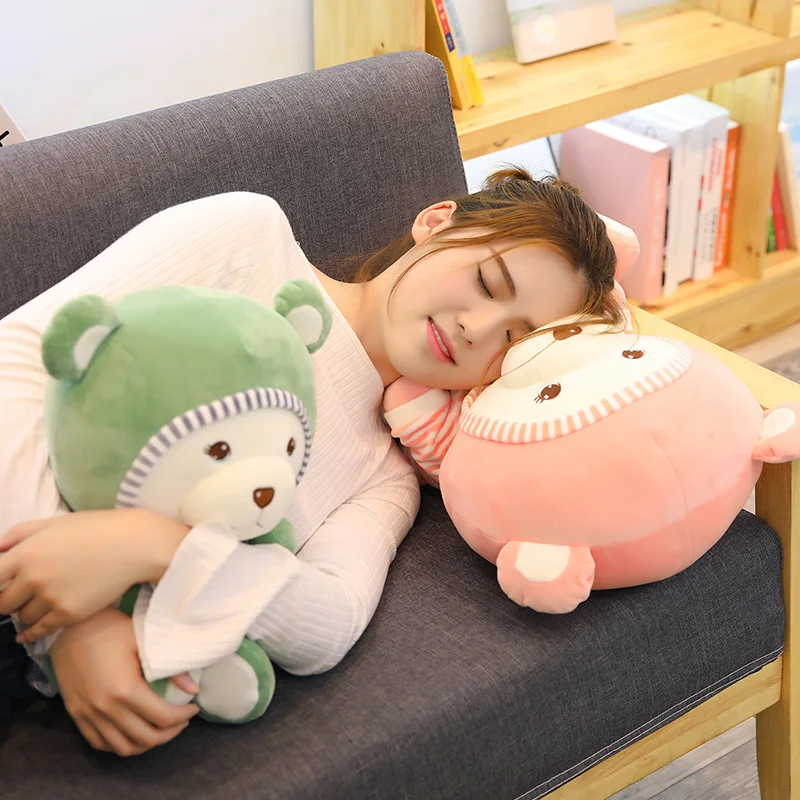 Hat scarf bear doll soft down cotton couple hat bear plush toy doll rag doll child bed doll home furnishing toy children's day g