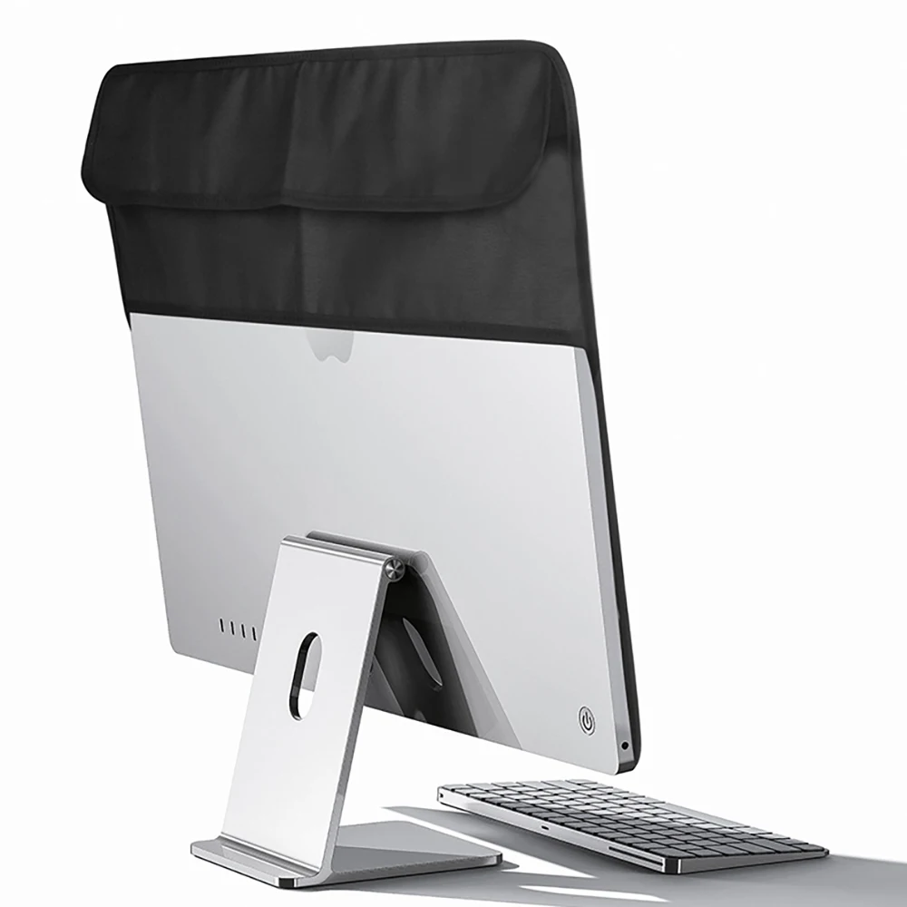 24 Inch New PU Leather Cover for iMac Computer Monitor Polyester Dust Cover Protector with Inner Soft Lining Back Pocket