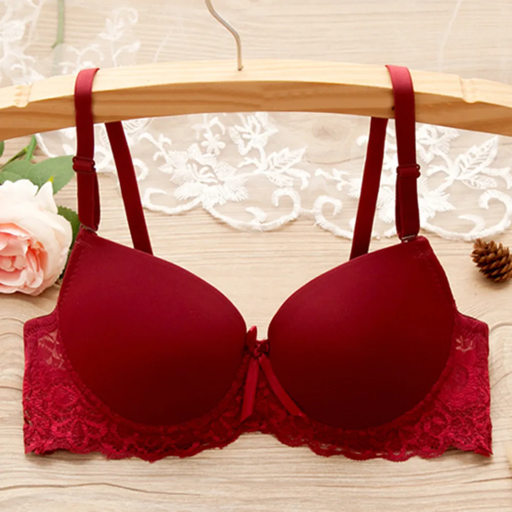 Sexy Lace Bra Women Solid Push Up Bra Lace Push up Breast Underwear Adjustment Push Up support Bra Lingerie Size 34-38@28