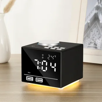 

Speaker Bluetooth Clock Wireless Small Stereo Bottom Boombox Bedside Radio Dual USB Charging Night Light Speakers