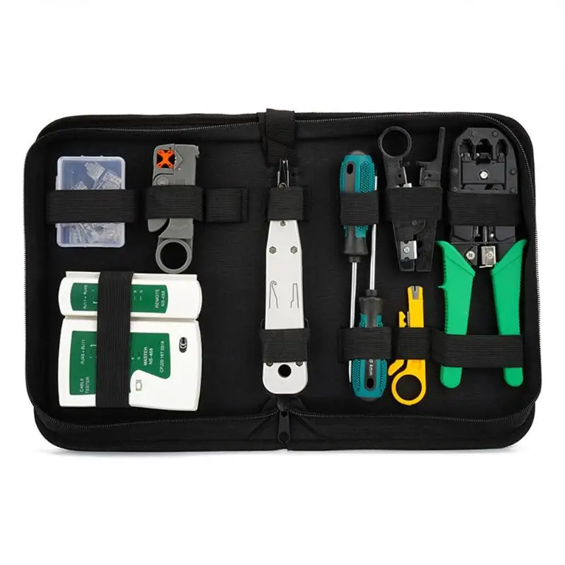 

12pcs Portable LAN Network Repair Tool Kit Cable Crimping Tool Set Utp Cable Tester AND Plier Crimp Crimper Plug Clamp PC