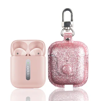 

Anti-scratch PU Leather Case Protective Cover with Keychain for OPPO Enco Free Case Bluetooth Earphones