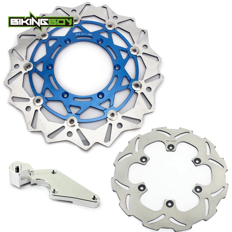 BIKINGBOY для Yamaha YZ250F YZ450F 08 09, 10, 11, 12, 13, 14, YZF 250 YZ-F 450 спереди и сзади тормозные диски роторы кронштейн 320 мм набор - Цвет: Blue Silver
