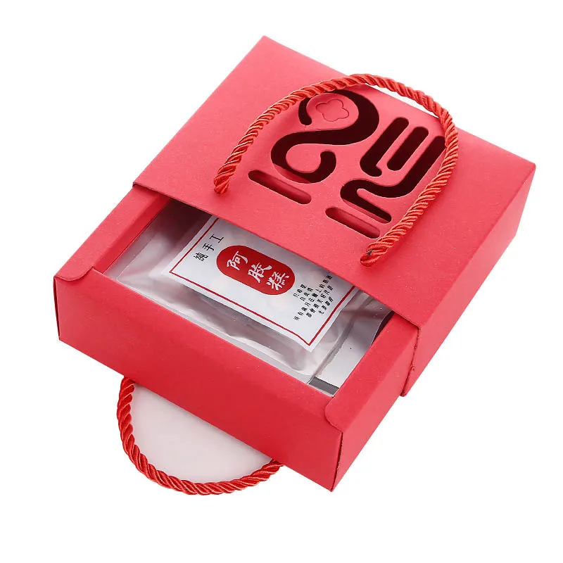 

30pcs Chinese Blessing Gift Box Red Paper Drawer Tote Box Candy Biscuit Cookies Packaging Bag Small Size