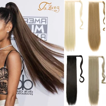 

TALANG Long Straight Wrap Around Clip In Ponytail Hair Extension Heat Resistant Synthetic Pony Tail Fake Hair