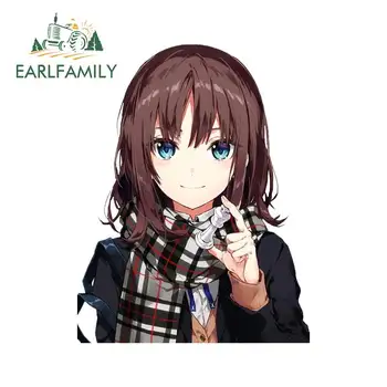

EARLFAMILY 13cm x 10.1cm for Anime Girl with Brown Hair Personality Decal Creative Car Stickers Waterproof Scratch-proof Decor