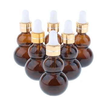 

12 Pieces Dark Brown Gourd Empty Refillable Glass Dropper Bottles For Essential Oil Makeup Liquid 10ml