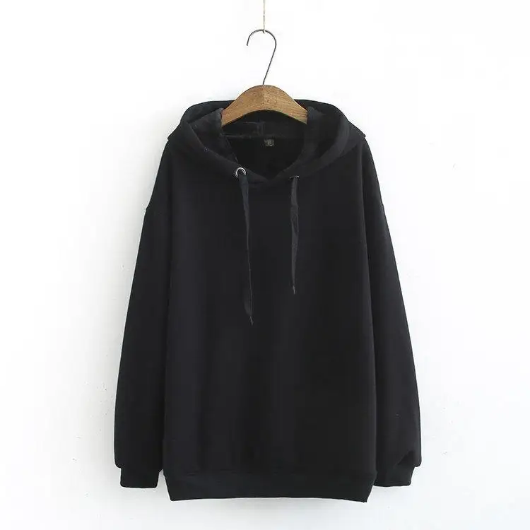 Черный Большие размеры 3XL-6XL, женские осенне-зимние толстовки с капюшоном, плотные куртки с длинными рукавами, черное, зеленое, с капюшоном - Цвет: Черный