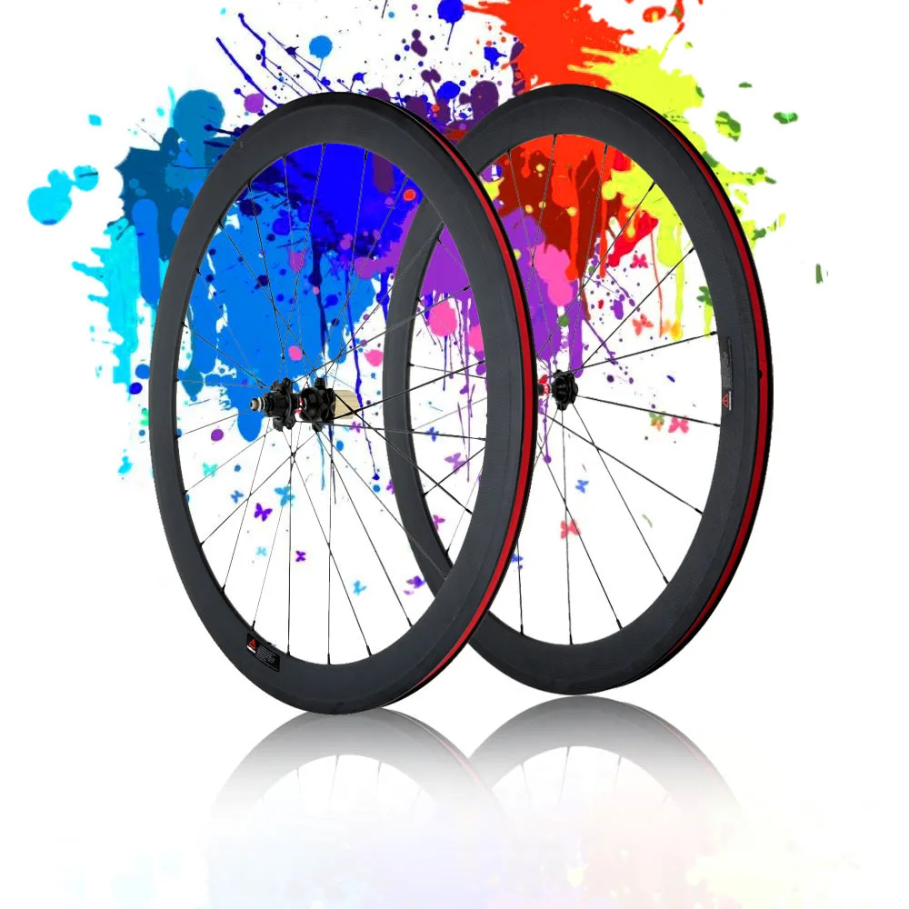 Discount Matt 700C Road Bike Wheelsets 3K Full Carbon Bicycle Wheel 50mm Clincher Rim+Spokes+Hub+Quick Release Lever Skewers+Brake Pads 10 Discount Matt 700C Road Bike Wheelsets 3K Full Carbon Bicycle Wheel 50mm Clincher Rim+Spokes+Hub+Quick Release Lever Skewers+Brake Pads 10